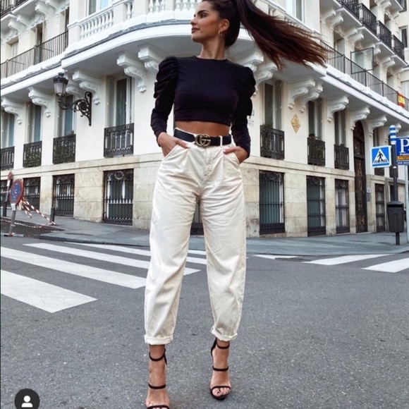 ZARA cream slouchy mom look jeans bloggers fave - Picture 4 of 12